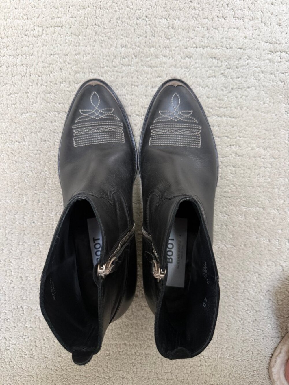 Golden Goose Young Leather Zip Cowboy Ankle Boots, Black Size 40